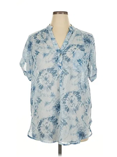 Pre-owned Tru Self Short Sleeve Blouse In Blue