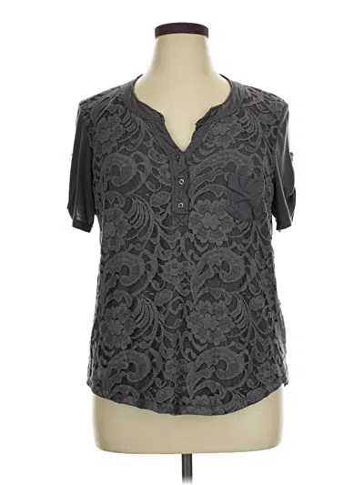 Pre-owned Tru Self Short Sleeve Blouse In Gray