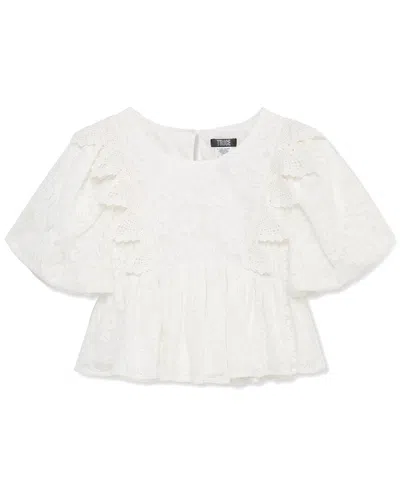 Truce Kids' Allover Embroidered Mesh Top In White