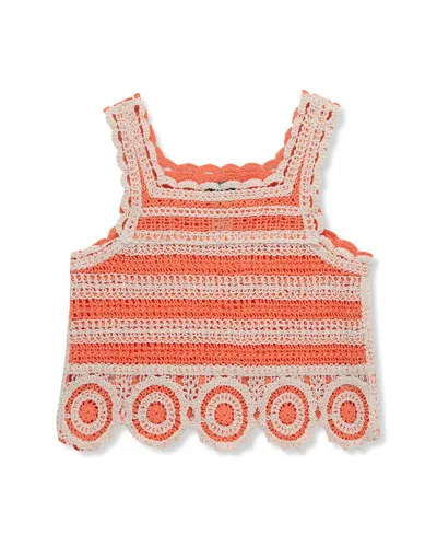 Truce Kids' Crochet Knit Top In Orange