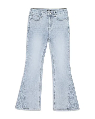 TRUCE GIRLS' FLORAL EMBROIDERED FLARE LEG JEANS - BIG KID