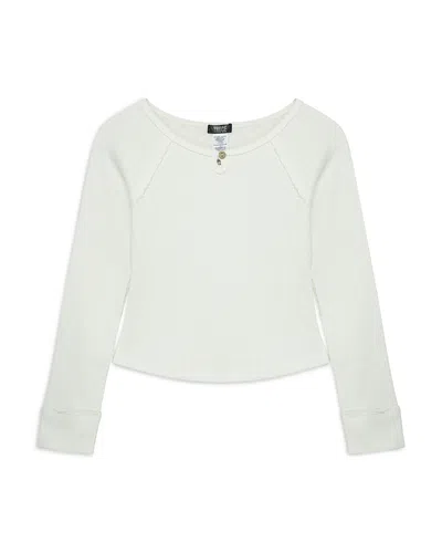 Truce Girls' Keyhole Knit Top - Big Kid In Off-white
