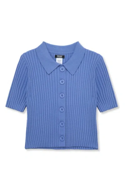 Truce Kid's Rib Button-up Top In Blue