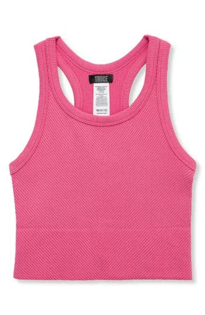 Truce Kids' Chevron Rib Knit Tank Top In Pink
