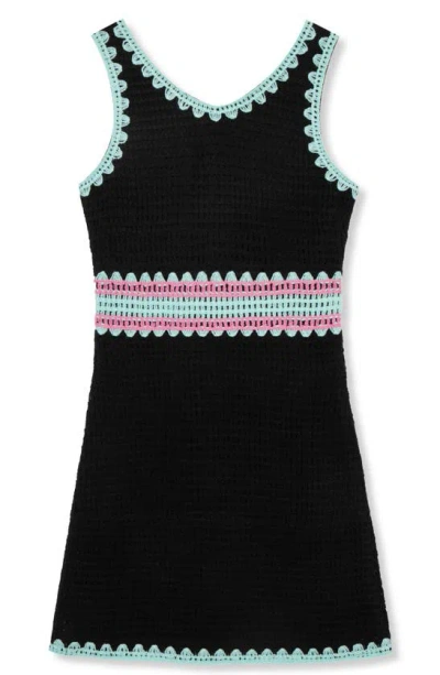 Truce Kids' Colourblock Crochet Dress In Black