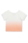 Truce Kids' Dip Dye Lace Accent Cotton T-shirt In Peach