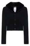 Truce Kids' Faux Fur Collar Rib Cardigan In Black