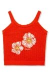 Truce Kids' Jacquard Pointelle Sweater Tank Top In Orange