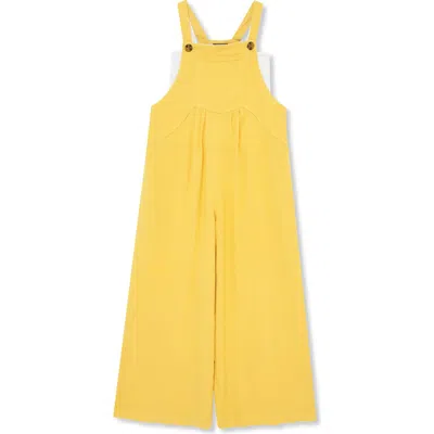 Truce Kids' Jumpsuit & Rib Tank Set In Yellow