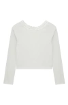 Truce Kids' Lace Neck Long Sleeve Rib Top In Off-white