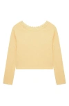 Truce Kids' Lace Neck Long Sleeve Rib Top In Peach