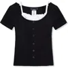 Truce Kids' Layered Rib Knit Top In Black