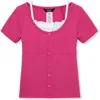 Truce Kids' Layered Rib Knit Top In Pink