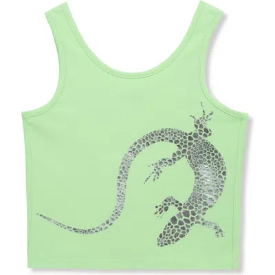 Truce Kids' Lizard Stretch Cotton Graphic Tank In Light Green