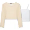 Truce Kids' Long Sleeve Knit Top & Tank Set In Khaki