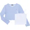 Truce Kids' Long Sleeve Knit Top & Tank Set In Light Blue