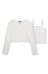 Truce Kids' Long Sleeve Mesh Top & Tank Set In White