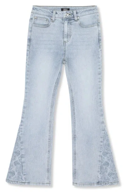 Truce Girls' Floral Embroidered Flare Leg Jeans - Big Kid In Denim