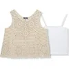 Truce Kids' Open Stitch Tank & Camisole Set In Off-white