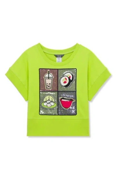 Truce Kids' Pop Art Sequin Short Sleeve Sweatshirt In Lime