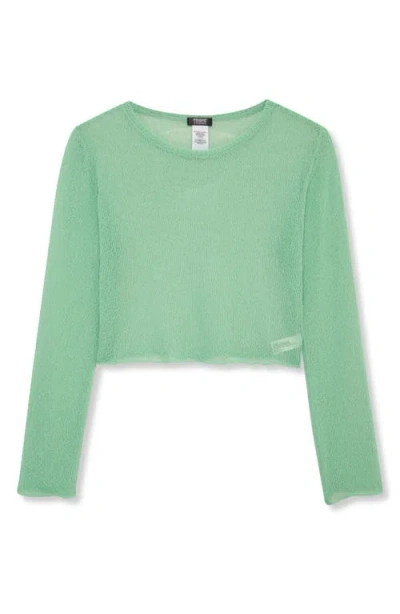 Truce Kids' Relaxed Fit Sheer Sweater In Light Green