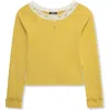 Truce Kids' Rib Knit Long Sleeve Top In Yellow