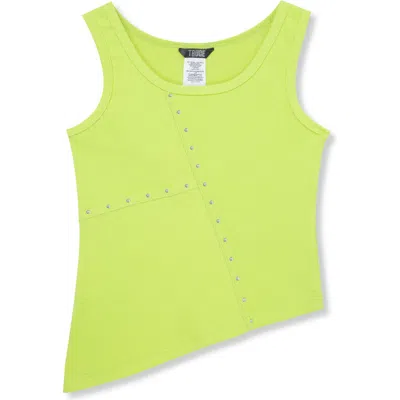 Truce Kids' Rib Stud Accent Cotton Tank In Lime