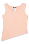 Truce Kids' Rib Stud Accent Cotton Tank In Peach
