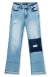 Truce Kids' Ripped Step Hem Flare Jeans In Light Stone