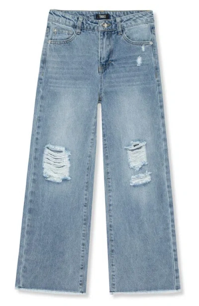 Truce Girls' Straight Leg Destructed Jean - Big Kid In Denim