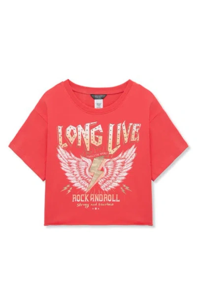 Truce Kids' Rock Star Embellished Cotton Graphic T-shirt In Dark Pink