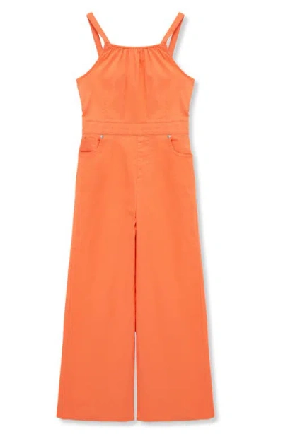 Truce Kids' Sleeveless Stretch Cotton Jumpsuit In Coral