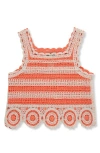 Truce Kids' Stripe Open Stitch Tank In Orange Multi