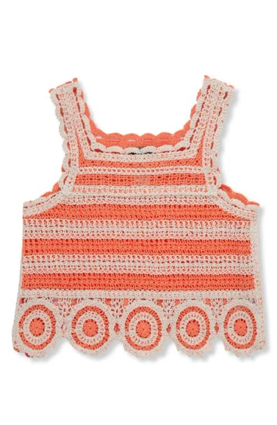 Truce Kids' Stripe Open Stitch Tank In Orange Multi