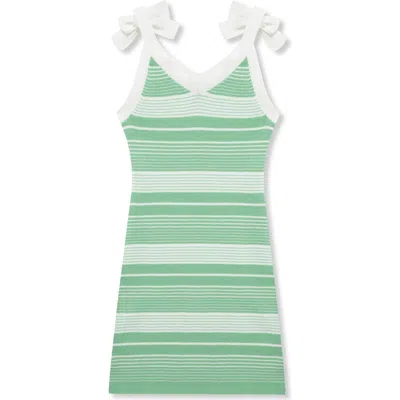 Truce Kids' Stripe Rib Body-con Dress In Light Green