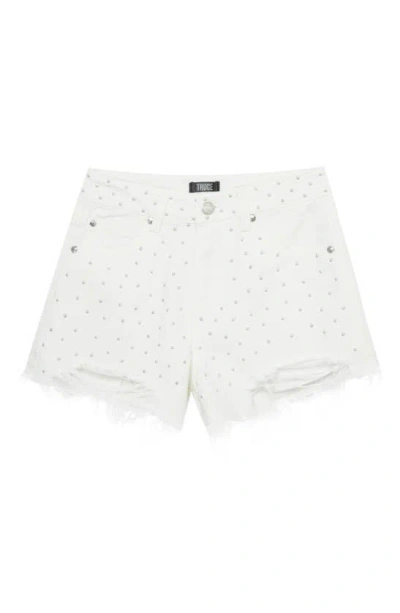 Truce Kids' Studded Denim Shorts In Off-white