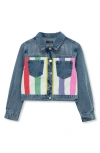 Truce Kids' Studs & Stripes Denim Jacket In Denim