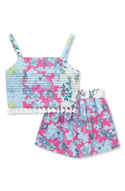Truce Kids' Tassel Tank & Shorts Set In Blue