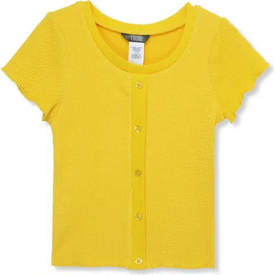 Truce Kids' Textured Button Accent Top In Yellow