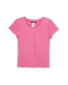 Truce Textured Button Front Top In Pink