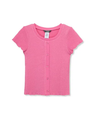 Truce Kids' Textured Button Front Top In Pink