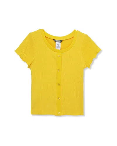 Truce Kids' Textured Button Accent Top In Yellow