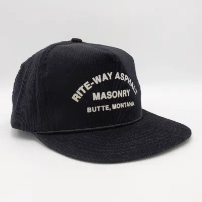 Pre-owned Trucker Hat X Vintage Rite-way Asphalt Masonry Corduroy Snap Trucker Hat In Black