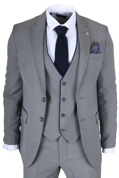 Truclothing 3 Piece Suit Contrast Trim Tailored Fit Formal Attire In Gold