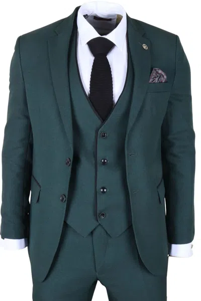 Truclothing 3 Piece Suit Contrast Trim Tailored Fit Formal Attire In Gold