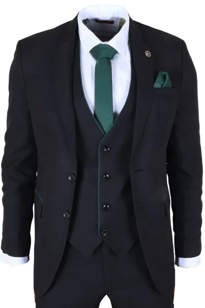 Truclothing 3 Piece Suit Contrast Trim Tailored Fit Formal Attire In Gray