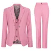 Truclothing 3 Piece Suit Plain Tailored Fit Business Formal Dress In Pink