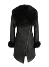 Truclothing 3/4 Cross Zip Toscana Sheepskin Jacket In Black