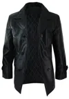 Truclothing 3/4 Double Breasted Leather Kriegsmarine Jacket In Black