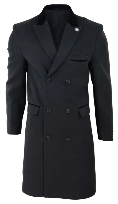 Truclothing 3/4 Long Double Breasted Overcoat Wool Mix Peaky Blinders In Pink